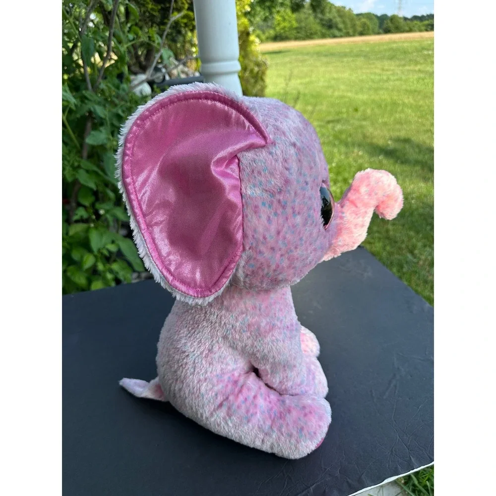 Ty Beanie Boos Ellie Pink Elephant Plush Medium 13 inch Glitter Eyes Stuffed Toy